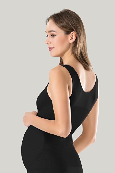 Veille Black Maternity Tank Top |   Thick Strap Stitch-Free |   Breathable and Flexible Maternity Underwear