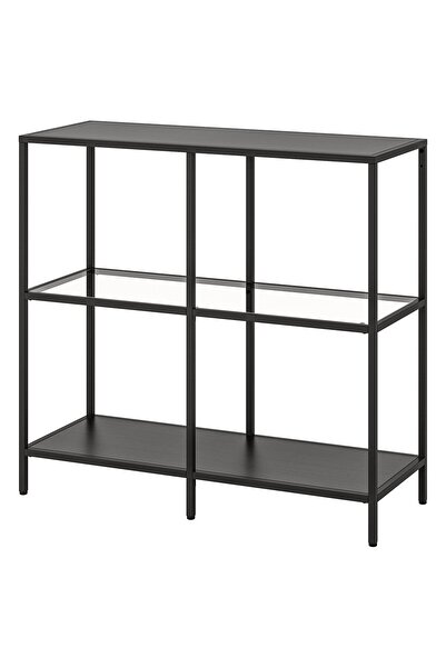 AZOZ MERCHLY وحدة رفوف VITTSJÖ، لون بني داكن/زجاج، 100 × 93 سم