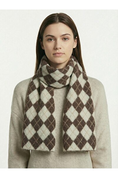 Develioğlu Λούτρινο κασκόλ με καρό σχέδιο