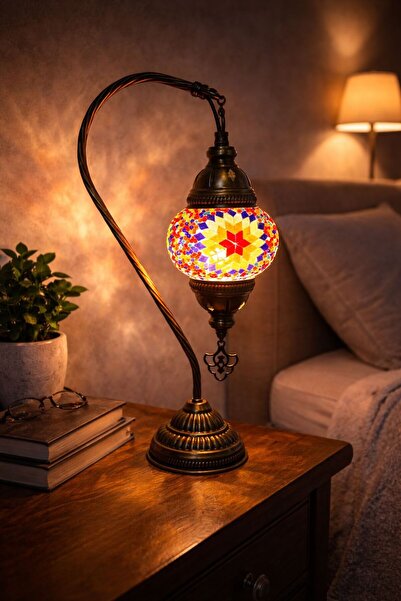 Solenza Masaüstü El Yapımı Mozaik Cam Masa Lambası | Vintage Osmanlı Model N1