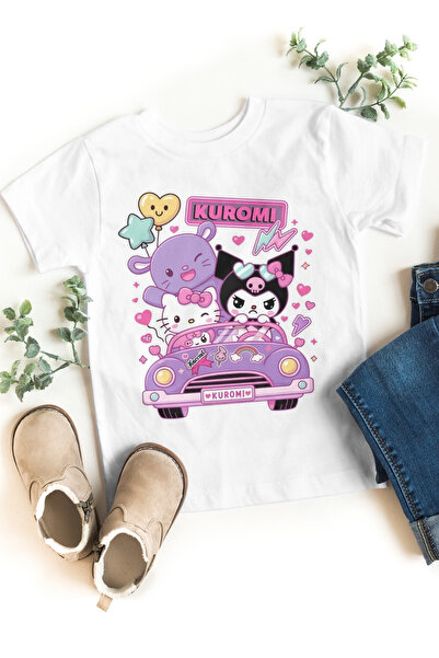 Texclusive Kuromi Tshirt Girl's T-Shirt White Cotton Combed Cotton