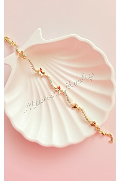 MİLUNXTE Çelik Xuping Kelebek Tasarım Su Yolu Kararmaz Kelebekli Gold Renk Bi...