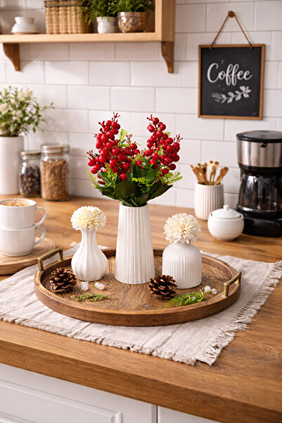 OGWANTO تنسيق زهور الكرز والقرنفل الاصطناعية بتصميم بسيط - مجموعة من 3 قطع تش...