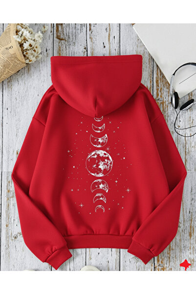 Mayer Butik Unisex Men/Women Moon Phases Custom Printed Cotton Oversized Hooded Sweatshirt