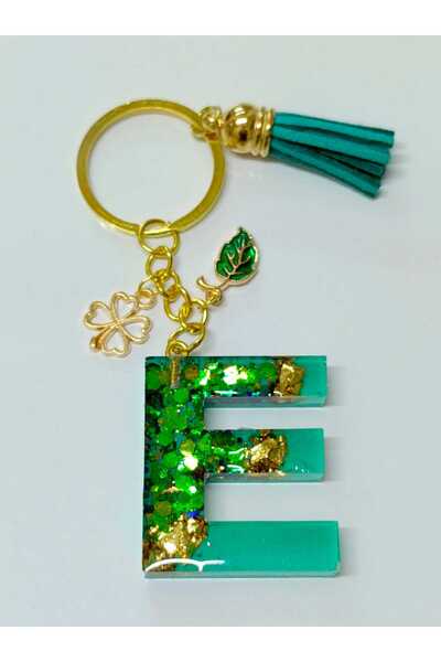 demirbasavm Handmade Letter E Epoxy Keychain