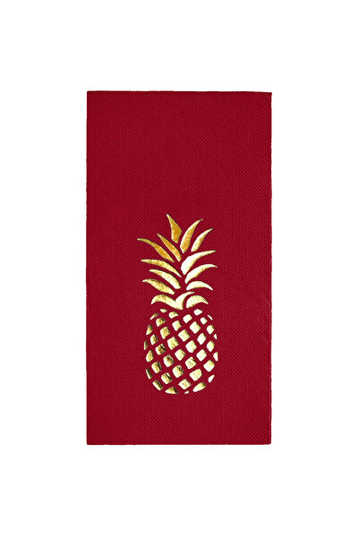 Story 40X40 cm Gold Foil Pineapple Patterned Pack of 16 Burgundy Colored Pape...