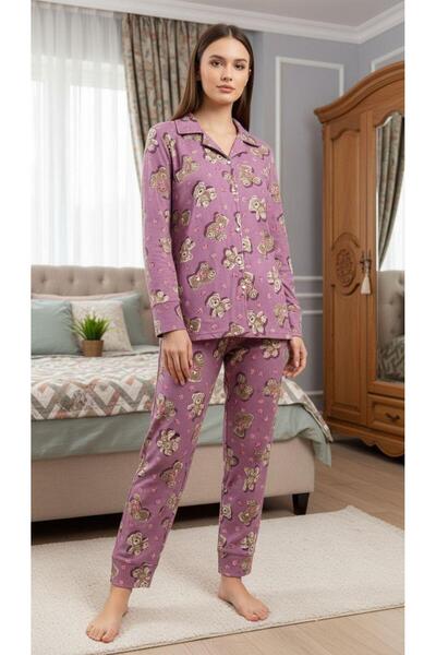 Hepyek Long Sleeve Front Button Pajama Set