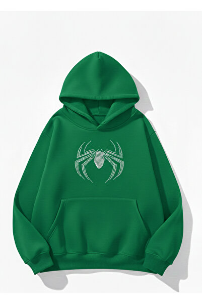 Mayer Butik Unisex Men/Women Spider Stone Printed Cotton Oversized Hooded Sweatshirt