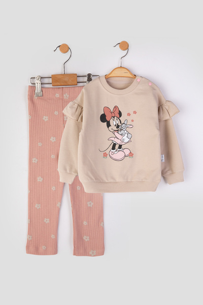 baby flamindo طقم أطفال مكون من قطعتين مطبوع عليه زهور وأكمام مكشكشة