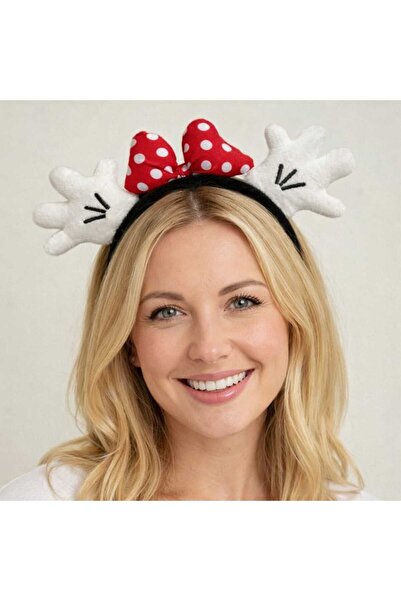REBORN DESIGN Minnie Mouse Velvet Plush Black Color Crown with Gloves and Bow...