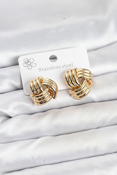 Lisinya 316L Steel Gold Color Spiral Model Women's Earrings -