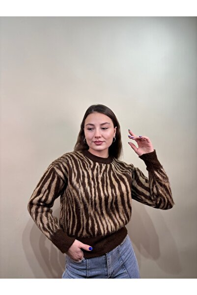 Melesh Women's Zebra Pattern Chenille Sweater