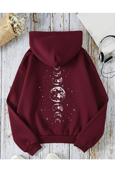 Mayer Butik Unisex Men/Women Moon Phases Custom Printed Cotton Oversized Hooded Sweatshirt