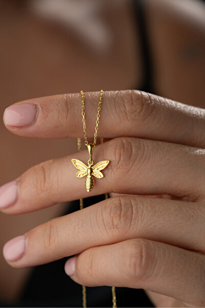 Silvano Jewelry 925 Ayar Gümüş Altın Kaplama Arı Kolye
