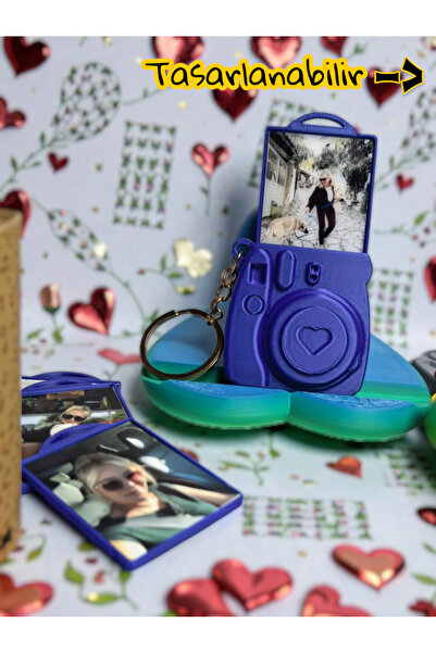 VRD Kişiye Özel Fotoğraflı Retro Kamera Anahtarlık + 4 Adet Resim Baskı Dahil