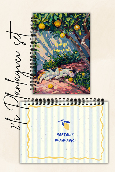 Flowery Paper 2'li Günlük ve Haftalık Planlayıcı, A5 , Dokulu Yumuşak Kapak ,...