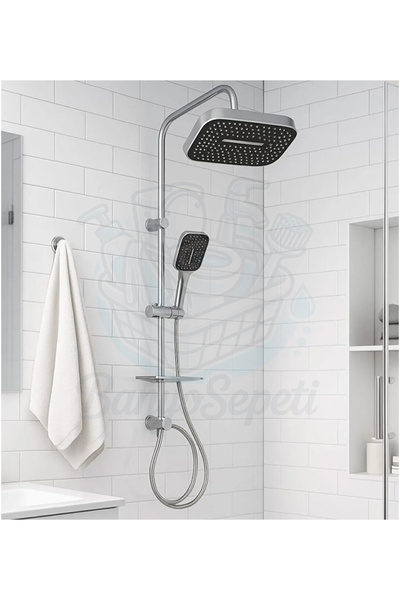 banyosepeti Yağmurlama Özellikli Kare Tepe Robot Duş Seti Krom Edge Pro