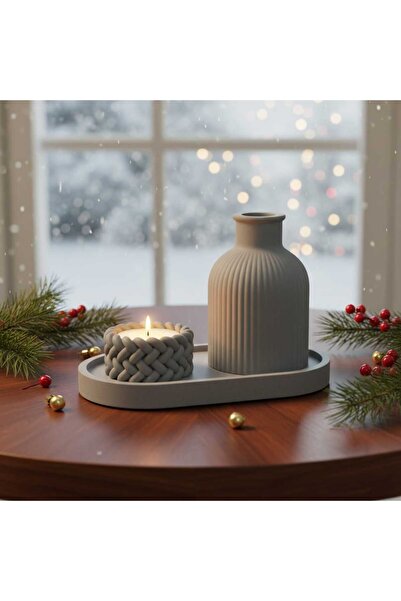 ysftasarım dekoratif mumluk 3 lü set