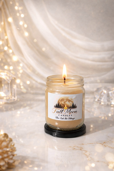 Full Moon Candles El Yapımı Soya Mum Kokulu - Cam Kavanoz - Dekoratif Mum