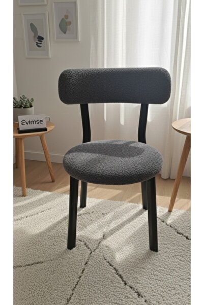 evimse Mutfak Sandalyesi Kafe Restoran Modern Buklet Kumaşlı Sandalye - Metal...