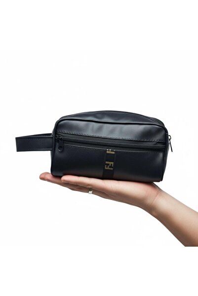 Blue Burry Men’s PU Leather Travel Toiletry Pouch with Handle - Mens Hand Bag