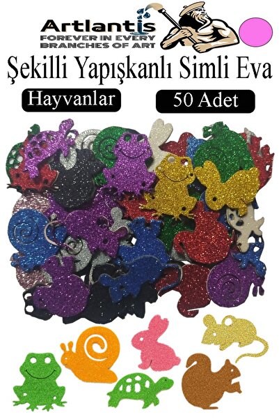 Artlantis Şekilli Simli Eva Yapışkanlı 50 li 1 Paket Kendinden Yapışkanlı Sim...