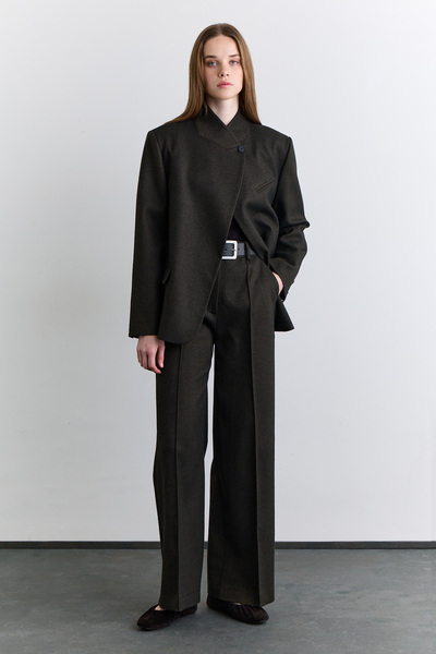 Manuka High Collar Blazer Jacket Khaki