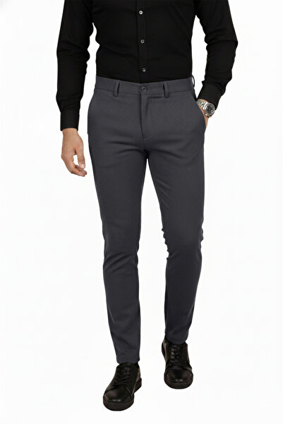 Rizz up Smoked Slim Fit Elastic Waist Line Textured Stretch Fabric Men's Trousers – Stylish & Comfortable Design 2600700