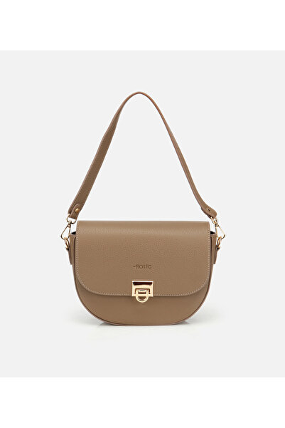 Hotiç Kadın Vizon Gold Kilit Detaylı Omuz Çantası