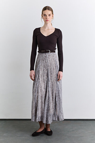 Manuka GENİŞ PARÇALI DESENLİ ETEK PUANTİYE