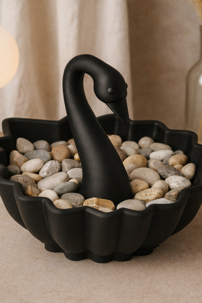 HyperDesign Siyah Kuğu Tasarımlı Dekoratif Kase | Modern Masaüstü & Takı Anah...