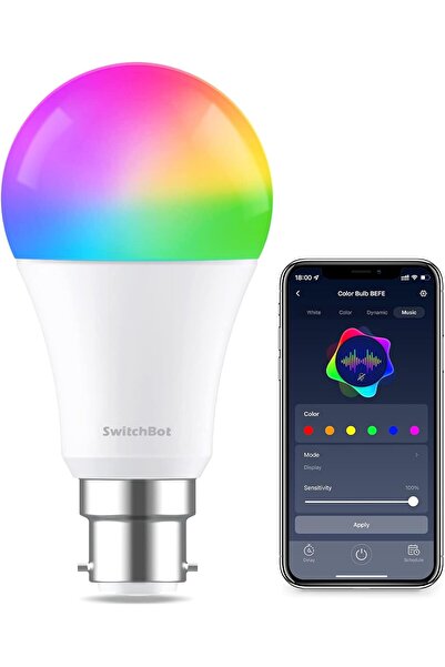 SwitchBot Smart LED Colour Bulb - B22 Colour Changing Dimmable WiFi&Bluetooth Bulb