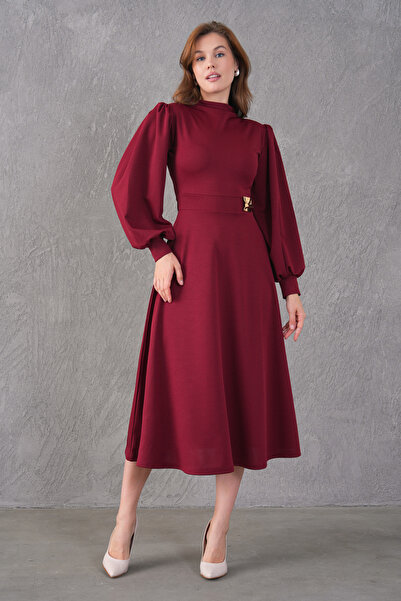 bayansepeti Stretchy Fabric Needlework Detachable Gold Brooch Long Sleeve Mid...