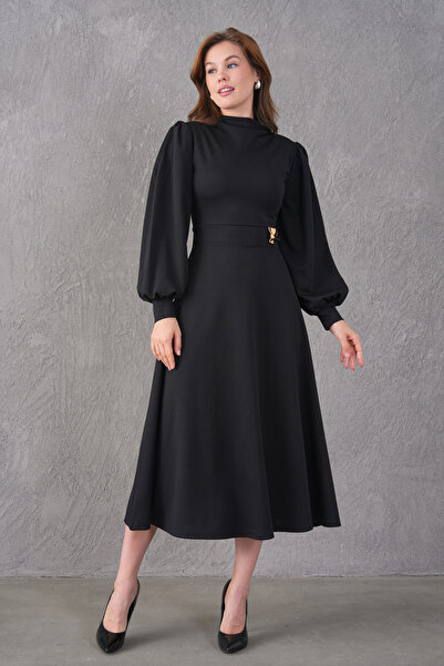 bayansepeti Εύκαμπτο υφασμάτινο φόρεμα με βελόνες, αποσπώμενη χρυσή καρφίτσα,...