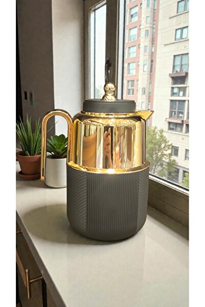 AR HOME 1-liter tea/coffee-Vacuum Flask- thermos, Black-color, with a Gold-ha...