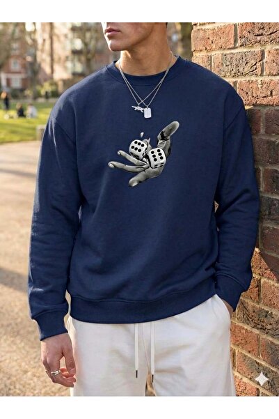 Trend Sizde Unisex Bleumarin Zar cu imprimeu Confortabil guler rotund pentru ...