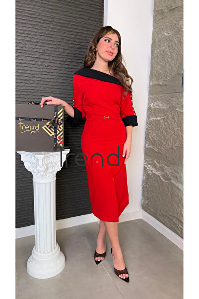 TREND Red midi dress