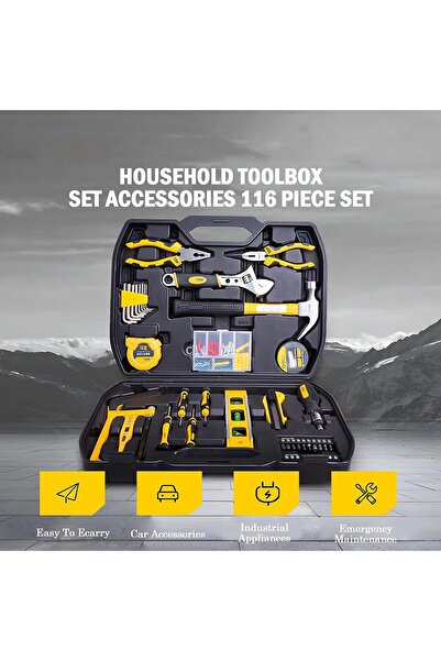 Generic 116 Pieces Tool Kit, Hand Tools Set with Plastic Storage Box, Household Repair Kit for Home, Auto Ma