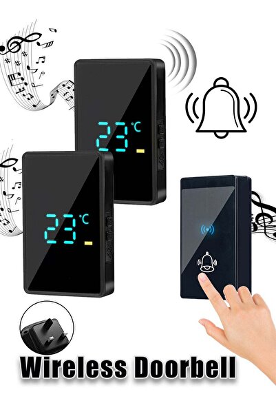 Generic Wireless doorbell with LED weather display, adjustable volume, 1-to-2...