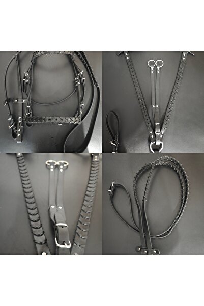 EL YAPIMI DERİ ÜZERİNE DERİ ÖRME BAŞLIK TAKIMI