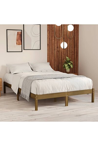 vidaxl 810040 Bed Frame without Mattress Honey Brown Solid Wood 200x200 cm