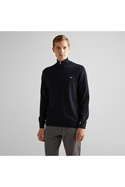 Gant Erkek Siyah Regular Fit Yarım Fermuarlı Kazak