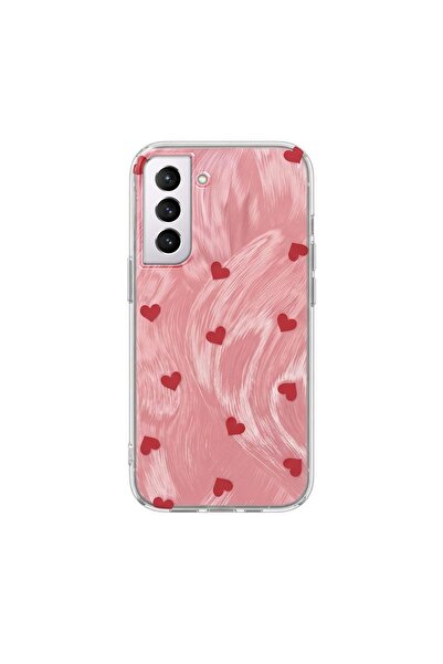 Zebana Samsung Galaxy S21 Fe 5g Compatible Case Pink Heart Silicone Case Red
