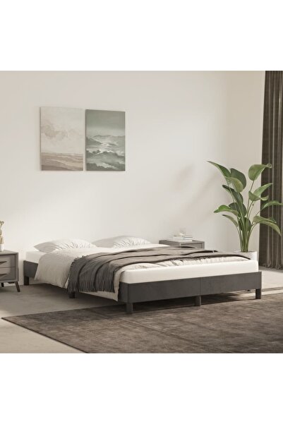 vidaxl Bed Frame without Mattress Dark Grey 140x200 cm Velvet