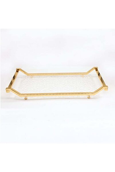 Generic Rectangular Acrylic Serving Tray with Raised Golden Edges 44*28 cm