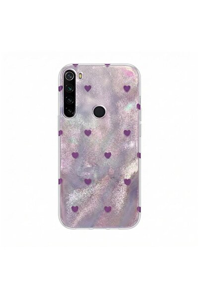 Pro Aksesuar Redmi Note 8 Compatible Case Heart Patterned Silicone Case Lilac