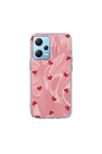 Zebana Xiaomi Redmi Note 12 Pro 5g Compatible Case Pink Heart Silicone Case Red