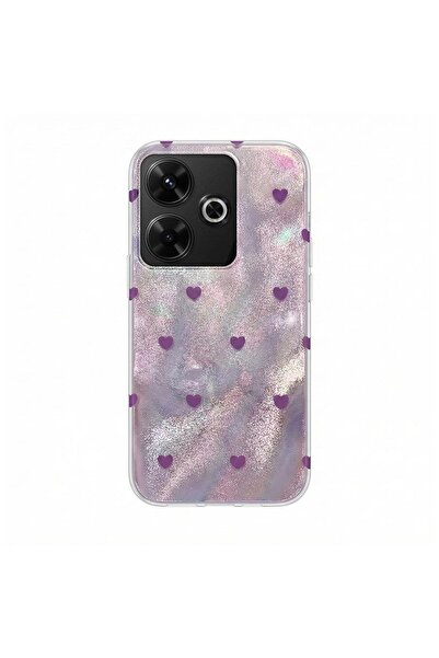 Zebana Xiaomi Redmi 13 Compatible Case Pink Heart Silicone Case Lilac