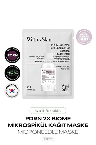 wati for skin PDRN ve 2X Biome Mikro Spikül İğneli Kağıt Maske Microneedle PD...