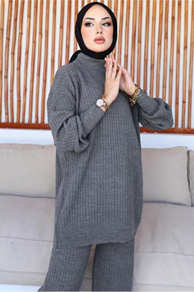 TRENDTESETTÜR KADIN GRİ (ANTRESİT) TRİKO TUNİK T 8116-1
